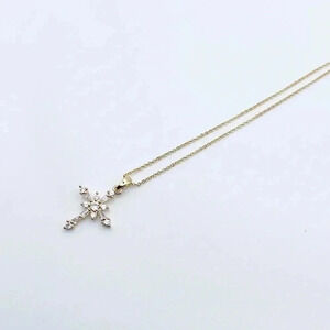 Gold Cross Necklace for woman | Dainty Cross Necklace | CZ Pendant Cross Pendant